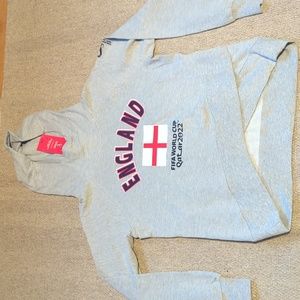 Outerstuff women's FIFA world cup 2022 England flag funnel neck hoodie sz L NWT